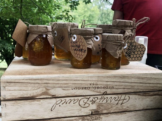Honey for sale at the Open Market event